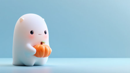 This cute creature with a pumpkin embodies charm and whimsy, perfect for seasonal decorations or joyful designs for children's products and playful themes.の素材