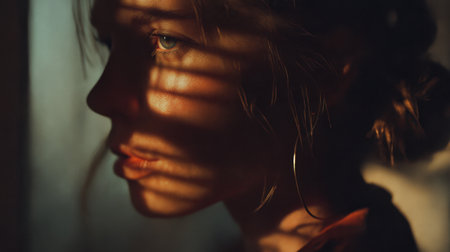 A captivating portrait showcases a young womanの素材