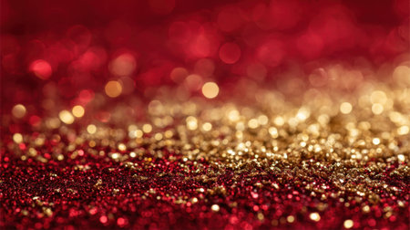 A stunning abstract background featuring shimmering red and gold sparkle, ideal for festive designs, invitations, and creative projects that celebrate beauty and joy.の素材