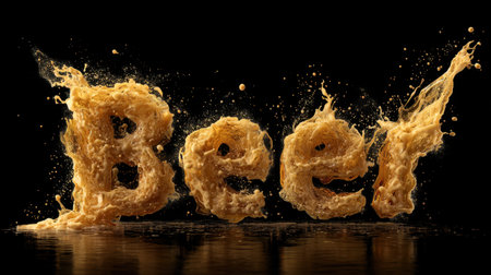 Capture the essence of joy and celebration with this playful image showcasing beer in a creative splash design, emphasizing movement and energy in striking visuals.の素材