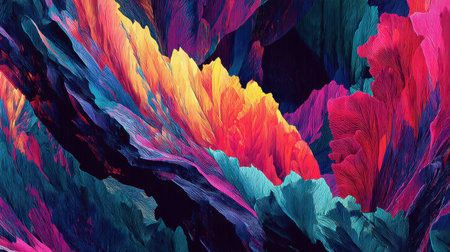 This vibrant abstract digital artwork features dynamic flowing textures and bright hues, creating an eye-catching composition that inspires creativity and imagination.の素材