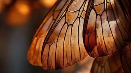 Explore the mesmerizing beauty of butterfly wings in stunning close-up, showcasing intricate details, delicate patterns, and warm, inviting colors in nature's artwork.の素材