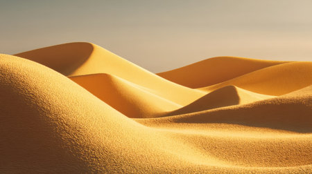 A stunning view of gentle sand dunes illuminated by soft, warm light, creating a peaceful and serene atmosphere perfect for highlighting nature's beauty.の素材