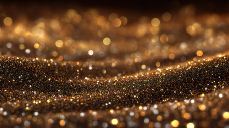 This stunning gold glitter background features soft waves and twinkling lights, ideal for use in creative projects, celebrations, and festive occasions, evoking elegance and warmth.の素材