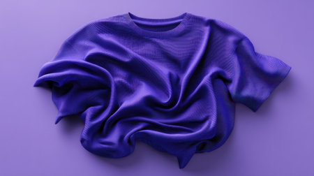 Close-up view of a purple textured fabric shirt elegantly draped, revealing its soft aesthetic and unique folds. Ideal for fashion and design inspiration.の素材