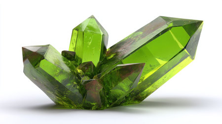 Stunning bright green crystal formation showcasing sharp edges and unique aspects, perfect for nature enthusiasts, geology lovers, or decorative use in design projects.の素材