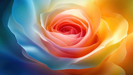 This stunning image showcases a beautiful multicolored rose with soft, delicate petals against a gradient background. Perfect for floral design projects.の素材