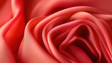 This close-up image showcases soft coral fabric with delicate drapery and elegant textures, perfect for fashion, styling, and artistic designs. Its vibrant color and smooth folds make it a versatile choice for various creative projects.の素材