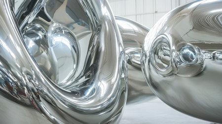 A close-up of stainless steel pressure tanks in a cutting-edge industrial environment, emphasizing technology and craftsmanship.の素材