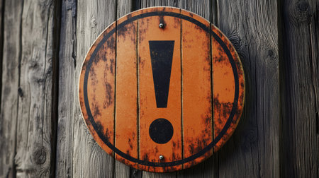 A hazard sign with a simple exclamation mark, designed with a high-contrast color scheme.の素材