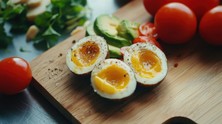 A close-up of fresh keto ingredients neatly arranged for a nutritious and low-carb meal.の素材