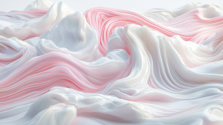 This captivating image showcases swirling waves of soft pink and white textures, creating a serene and dynamic visual experience ideal for modern design.の素材