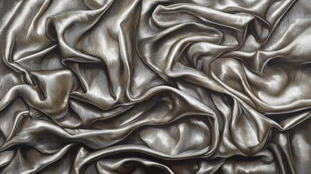 This image showcases an intricate close-up of satin fabric, emphasizing the elegant folds and textures that capture the interplay of light and shadow beautifully.の素材