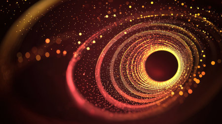 Big data technology background with illuminated connections forming abstract circles and dots.の素材