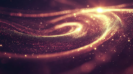 Big data technology background with illuminated connections forming abstract circles and dots.の素材