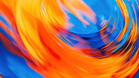 Bright blue and orange abstract speed lines with a fluid motion effect, symbolizing energy and movement.の素材