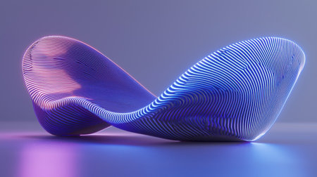 Futuristic abstract purple wave with glowing blue light streaks, forming a dynamic and modern design.の素材
