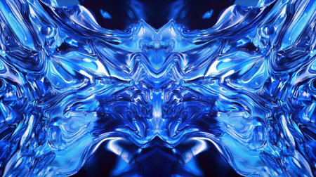 Hi-tech metaverse landscape with fluid neon blue patterns, perfect for futuristic business and science themes.の素材