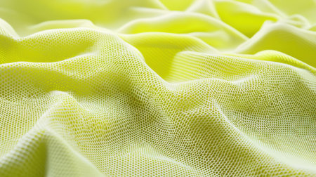 Vibrant yellow mesh waves flowing in a futuristic abstract background with dynamic lighting.の素材