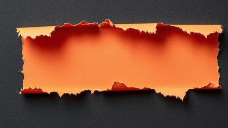 Creative marketing concept of keyword research, bold orange paper torn to reveal text on dark backdrop.の素材