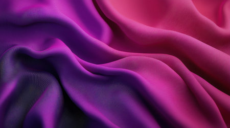 Velvet-like magenta and purple silk fabric creating a fluid, dreamy, and sophisticated background.の素材