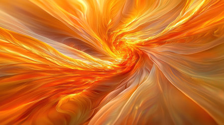 Warm sunset-inspired abstract design with orange-yellow wave patterns and a futuristic touch.の素材