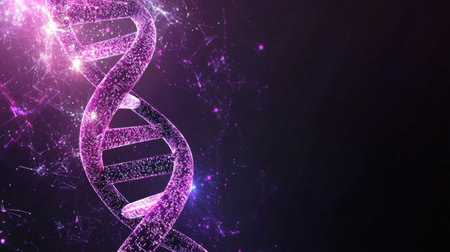 Medical research and technology innovation concept with abstract glowing data streams and cyber elements.の素材