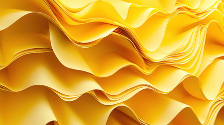 Modern 3D rendered yellow paper folds with soft shadows, emphasizing depth and texture in an abstract form.の素材