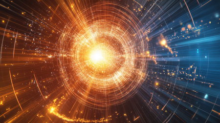 A conceptual portrayal of bosons in motion, glowing with energy fields and symbolizing their role in fundamental physicsの素材