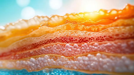 A cross-section of skin layers with laser light and serum vitamins reducing saggy skin and restoring youthful textureの素材