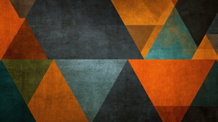 A stunning abstract geometric design featuring a mix of colorful triangular shapes in warm and cool tones. Ideal for modern decor.の素材
