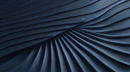 A stunning deep blue pleated texture creates an elegant background, perfect for fashion or design projects. The soft wave patterns add depth and style.の素材
