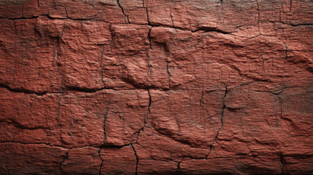 This image showcases a textured red surface with prominent cracks and intricate patterns, perfect for conveying rustic charm and natural beauty.の素材