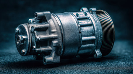 A striking close-up of a metallic industrial component showcasing intricate details, textures, and craftsmanship. Ideal for manuals or design inspirations.の素材