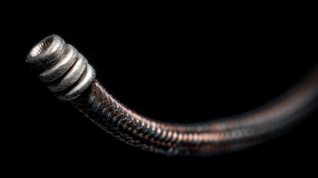 This close-up image showcases a flexible metal hose with intricate textures, highlighting its industrial applications and functional design.の素材