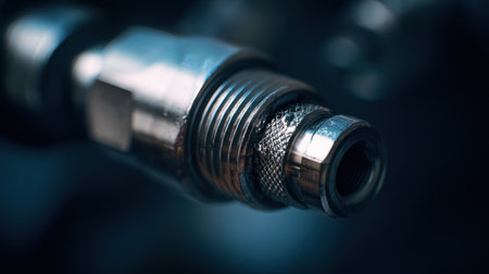 A close-up image showcasing a metal connector with a shiny surface and intricate texture, perfect for industrial and mechanical applications.の素材