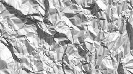 This crumpled white texture presents a dynamic and abstract surface perfect for creative projects or backgrounds, showcasing intricate folds and shadows.の素材