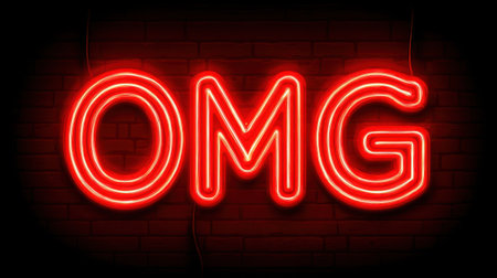 This vibrant neon sign displaying "OMG" in radiant red adds a playful touch to any modern design, perfect for expressing emotions and creativity.の素材