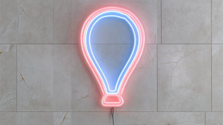 A captivating neon balloon sign featuring pink and blue hues, bringing a unique and playful atmosphere to any space. Perfect for creative decoration ideas.の素材