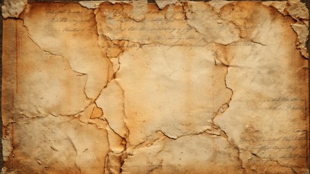 This image features an old and weathered paper background showcasing cracks and torn edges, perfect for antique designs or creative projects.の素材