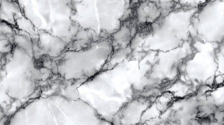 This high-resolution image showcases an elegant white marble surface featuring striking dark veins. Ideal for various design projects and backgrounds.の素材