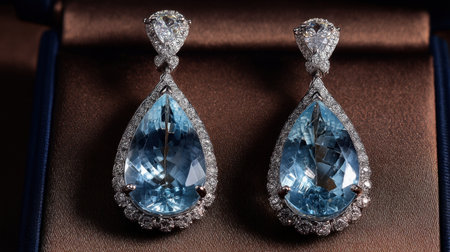 Beautifully crafted teardrop earrings featuring stunning blue stones surrounded by shimmering silver accents. Ideal for luxurious occasions.の素材