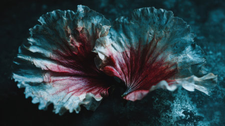 Captivating dried flower petals showcasing intricate textures and striking colors against a dark background, perfect for art or design projects.の素材