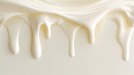 A smooth and creamy liquid texture featuring elegant drips and swirls, perfect for backgrounds in food photography or culinary projects.の素材