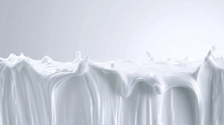 A dynamic image of a smooth white liquid splash creating a striking visual effect. The clean, bright background enhances the fluid motion and texture, perfect for artistic or commercial use.の素材