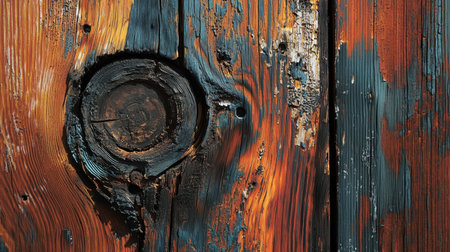 This image showcases an intricate wooden surface with vibrant colors and unique textures, ideal for creative projects or backgrounds.の素材