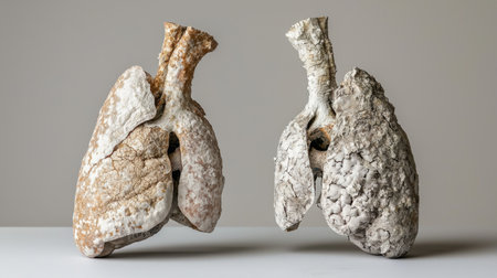 Detailed model of human lungs showcasing textures and features. Ideal for educational purposes in medical training, biology lessons, and health awareness programs.の素材