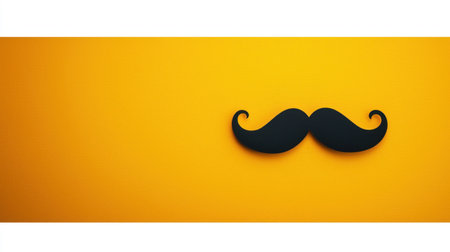 This image features a black mustache silhouette against a bright yellow background, perfect for projects needing playful and vibrant design elements.の素材