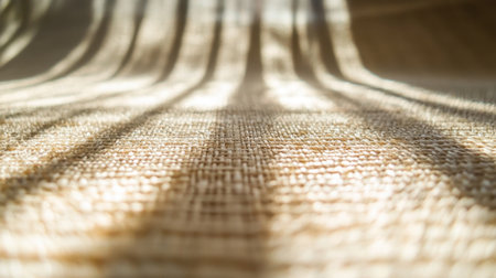 A serene close-up of woven fabric showcasing soft textures and gentle light play creating a warm and inviting atmosphere, perfect for home decor.の素材