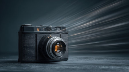A stunning representation of a vintage camera showcasing intricate details and motion blur, perfect for photography enthusiasts and creative projects.の素材